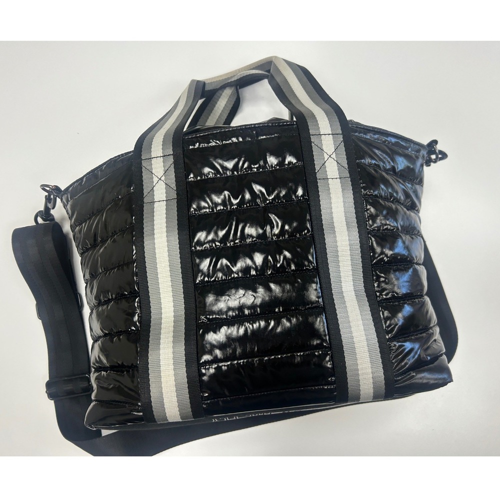 THINK ROYLN Junior Wingman Tote Pearl Black Quilted Puffer Travel Gym Bag Pickle